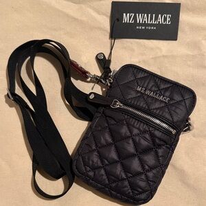 MZ Wallace Black Quilted Crossbody Pouch